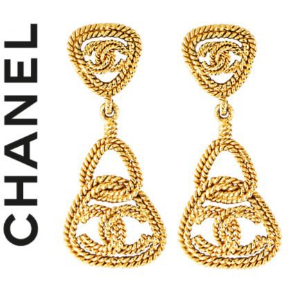 Chanel - Gold Vintage drop earrings | All The Dresses