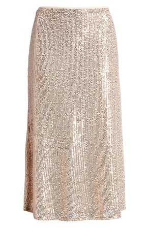4SI3NNA Amor Sequin Stripe Skirt champagne