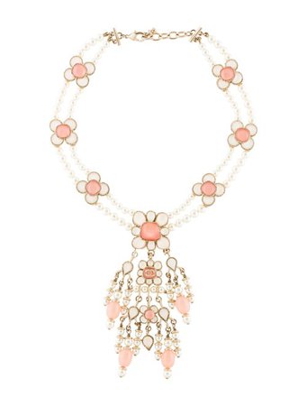 Chanel Faux Pearl & Resin Flower Necklace - Necklaces - CHA305191 | The RealReal