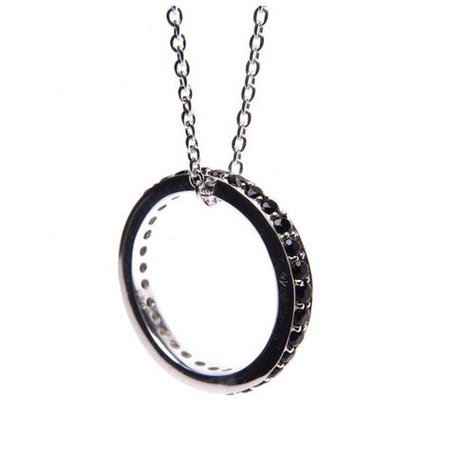 Black Onyx Diamond Ring on Necklace Chain