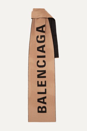 Beige Intarsia wool scarf | Balenciaga | NET-A-PORTER