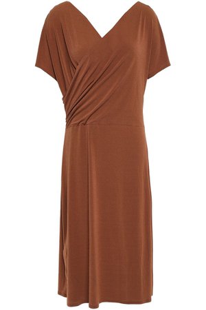 Light brown Wrap-effect draped stretch-crepe dress | Sale up to 70% off | THE OUTNET | BY MALENE BIRGER | THE OUTNET