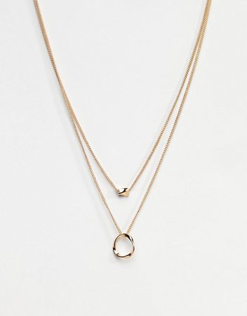 ASOS DESIGN Twisted Nugget Bead And Hoop Multirow Necklace | ASOS