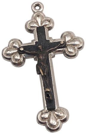*clipped by @luci-her* Vintage Silver Crucifix Cross Jesus Black Inlay Pendant Germany. Necklace - Tradesy