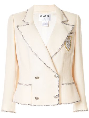 CHANEL PRE-OWNED logo double-breasted blazer
