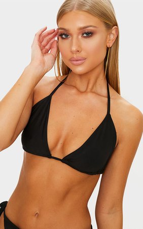 Black Mix & Match Triangle Bikini Top | PrettyLittleThing