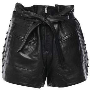 Andy Belted Lace-up Leather Shorts