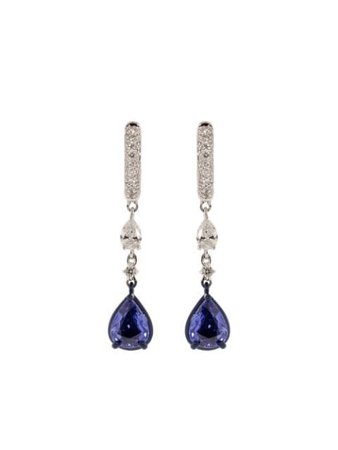 ShopMARIANI 18kt white gold diamond and blue sapphire drop earrings with Express Delivery - Farfetch
