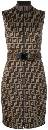 belted FF logo fitted dress