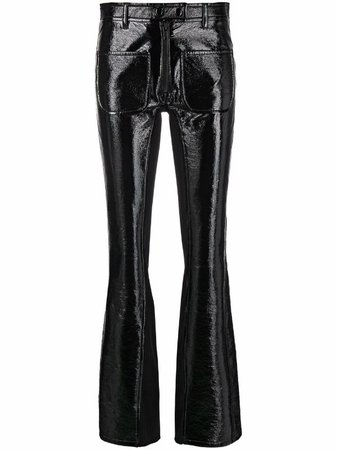 courreges Flared Faux Leather pants - Farfetch