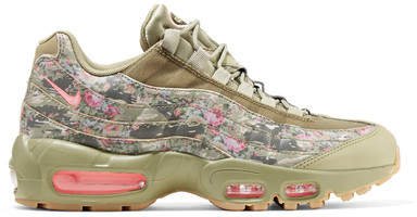Air Max 95 Printed Leather And Mesh Sneakers - Army green
