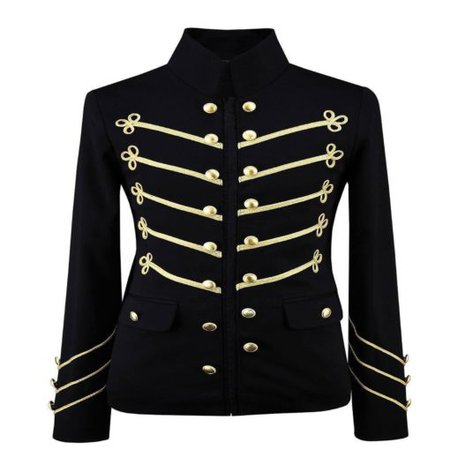 Black Military Jacket with Gold Embroidery | Made to Measure - Kilt and Jacks