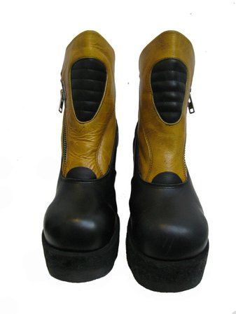 Cyberpunk Platform Boots Vintage Womens Destroy Mustard Yellow | Etsy