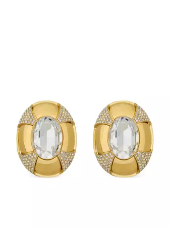 Saint Laurent crystal-embellished oval-design Earrings - Farfetch