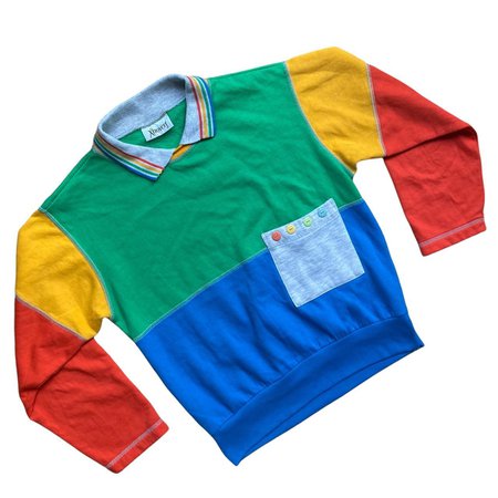 Rainbow colourblock sweater Funky vintage crayola... - Depop