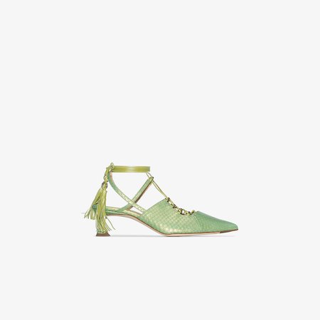 green 40 snake effect leather pumps