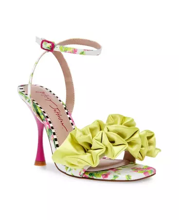 Betsey Johnson Women's Elmira Ruffled Floral Heel Sandals & Reviews - Sandals - Shoes - Macy's