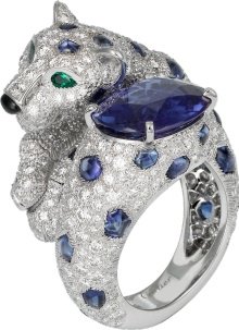 CRH4162500 - Panthère de Cartier High Jewelry ring - Platinum, sapphires, emeralds, diamonds - Cartier