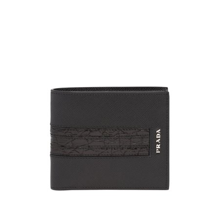 Saffiano and crocodile leather wallet | Prada - 2MO513_2EB3_F0002