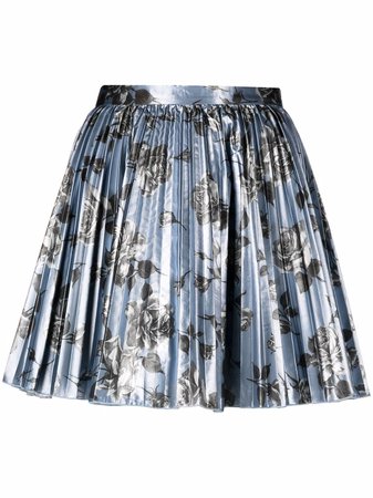 Shop RED Valentino pleated floral-print skirt with Express Delivery - FARFETCH