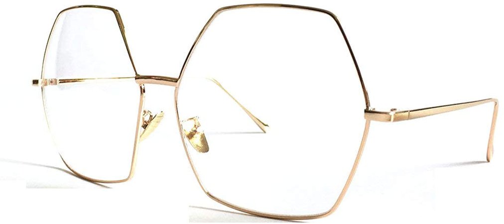 Amazon.com: mincl/Oversized Metal Geometric Pentagon Gradient Color Lens Hippie Sunglasses -yhl (gold-clear, gold-clear): Clothing