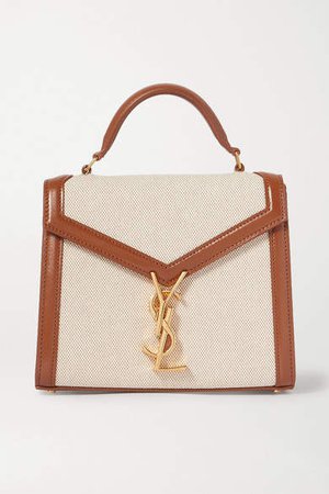 Cassandra Mini Leather-trimmed Canvas Tote - Brown