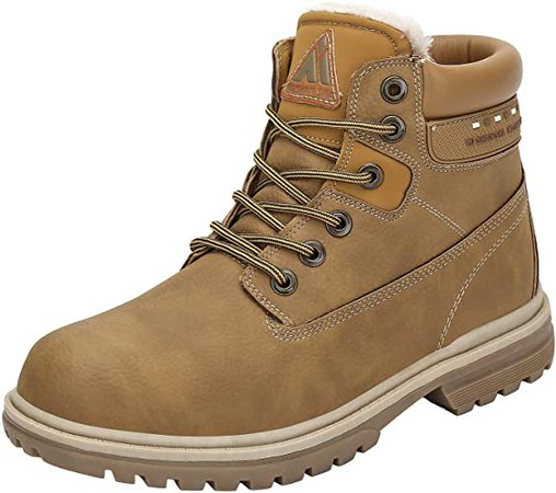Amazon.com | Mishansha Mens Womens Winter Snow Hiking Boots Water Resistant Fur Lined Non Slip Leather Ankle Shoes 9.5 Women/8 Men | Hiking Boots