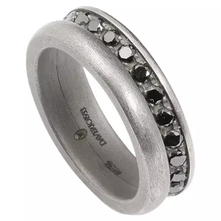Titanium Ring with Black Diamonds For Sale at 1stDibs