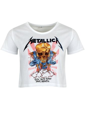 Metallica Scales Ladies White Cropped Top - Buy Online at Grindstore.com