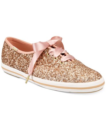 kate spade new york Glitter Lace-Up Snea gold