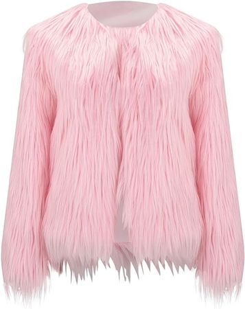 Womens Luxury Winter Warm Fluffy Faux Fur Short Coat Jacket Fashion Soft Long Sleeve Open Front Parka Shaggy Fluffy Outerwear at Amazon Women's Coats Shop