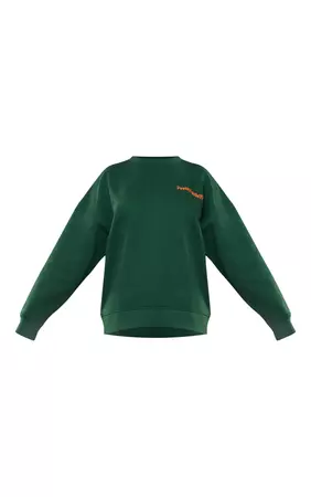 PLT Label Forest Green Printed Sweatshirt | PrettyLittleThing USA
