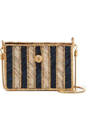 Magnetic Midnight | Rayas woven palm leaf and gold-plated shoulder bag | NET-A-PORTER.COM