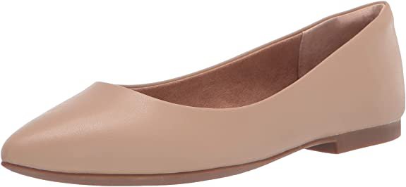 Amazon.com: Amazon Essentials Women's Pointed-Toe Ballet Flat, Blush Faux Leather, 9 B US: Shoes