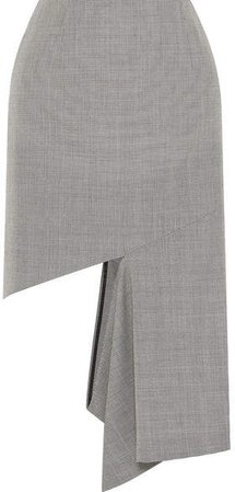 Cutout Houndstooth Cotton Midi Skirt - Gray
