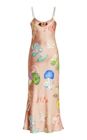 Rose-Detailed Printed Silk Midi Slip Dress By Rodarte | Moda Operandi