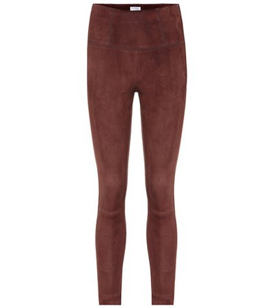 High-waisted suede leggings