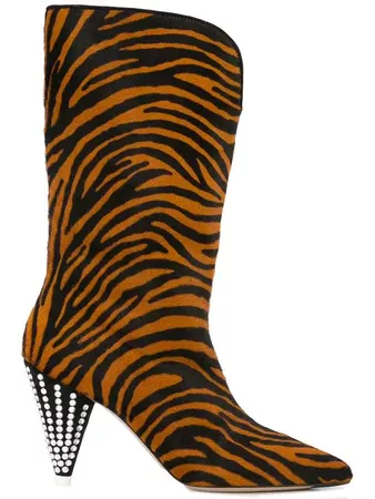 Attico Zebra Print Boots - Farfetch