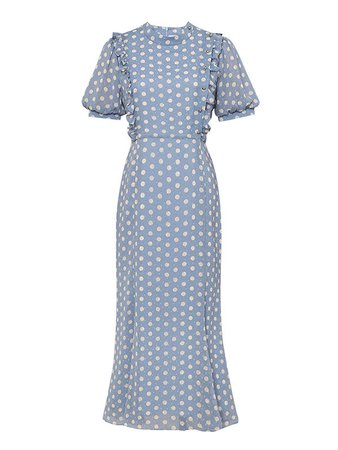 Blue Polka Dots Puff Sleeve Vintage Chiffon Dress – Jolly Vintage
