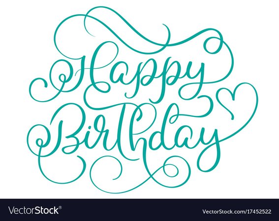 Happy birthday turquoise text on white background Vector Image