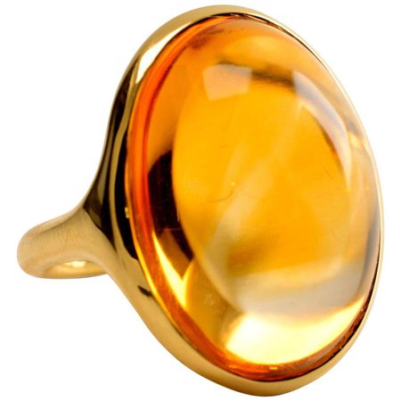 40 Carat Golden Citrine and 18 Karat Yellow Gold Contemporary Cocktail Ring