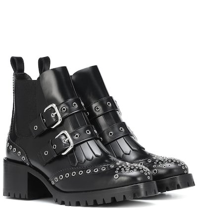 RED (V) studded leather ankle boots