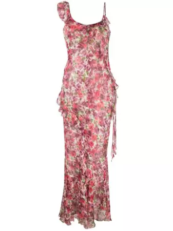 Alessandra Rich floral-print Ruffled Silk Maxi Dress - Farfetch