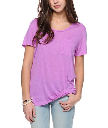 Zine Neon Purple Boyfriend Fit Pocket T-Shirt | Zumiez