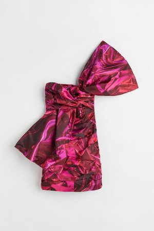 Short Bow-front Dress - Cerise/patterned - Ladies | H&M US