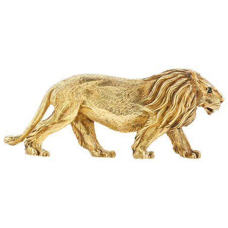 Tiffany and Co. Gold Lion Brooch