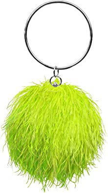 ELLMICH NEON GREEN OSTRICH FEATHER BALL CLUTCH: Amazon.co.uk: Shoes & Bags
