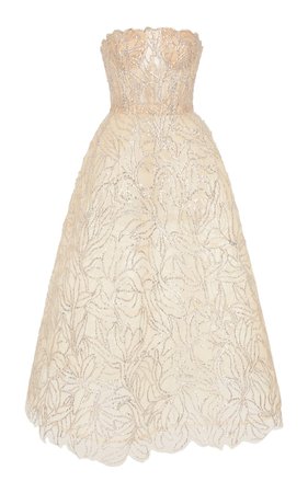 Strapless Embellished Tulle Gown by Oscar de la Renta | Moda Operandi