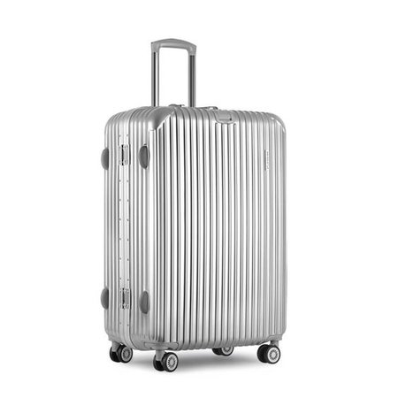 Aluminium 4 Wheel Hard Luggage Suitcase Silver
