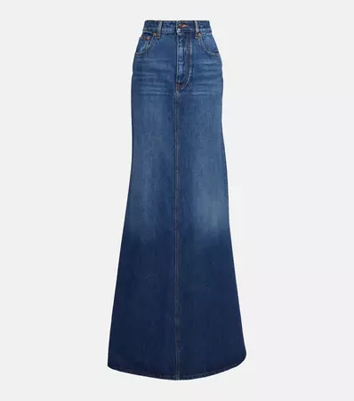 Cotton Chambray Maxi Skirt in Blue - Valentino | Mytheresa